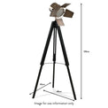 Hereford Antique Brass and Black Wood Tripod Film Floor Lamp dimensions