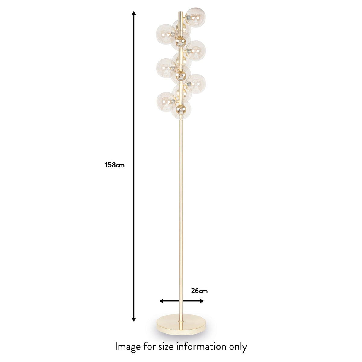 Vecchio Lustre Glass Orb and Gold Floor Lamp dimensions