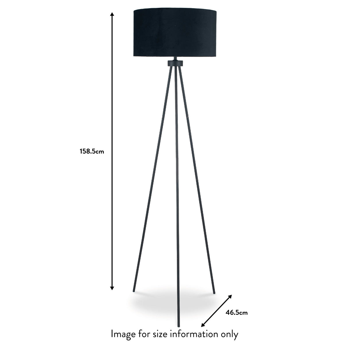 Houston Matt Black Tripod Floor Lamp dimensions