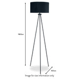 Houston Matt Black Tripod Floor Lamp dimensions