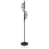 Blair Smoked Glass Ball and Black Metal Floor Lamp