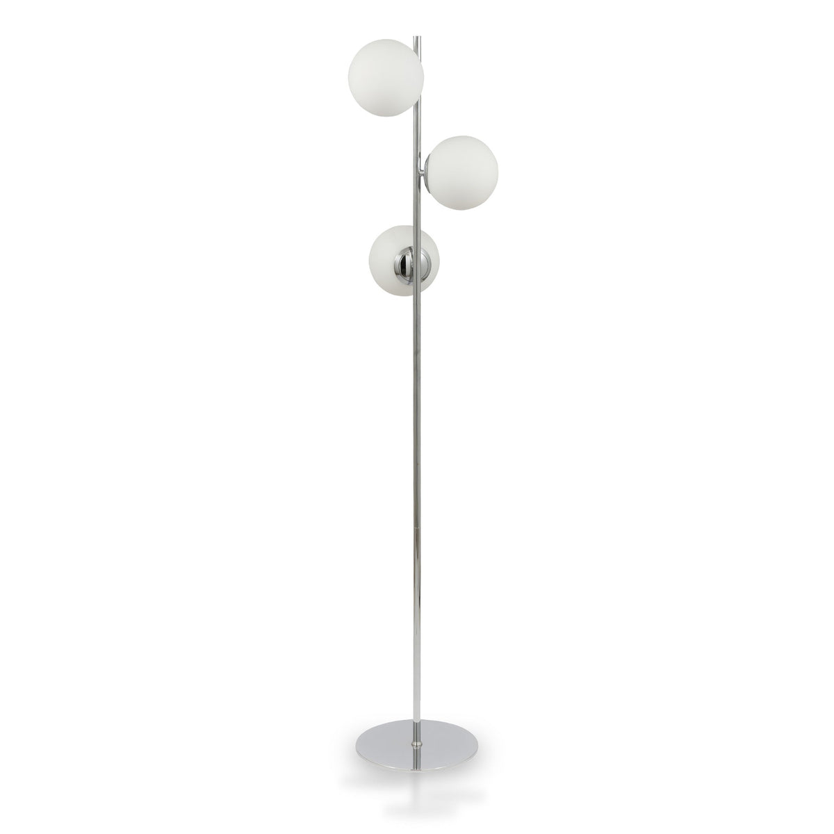 Asterope White Orb and Chrome Floor Lamp from Roseland Furniture