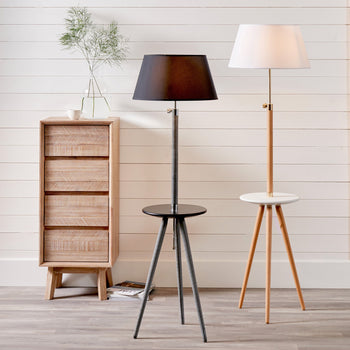 Malmo Wood with Black Table Floor Lamp