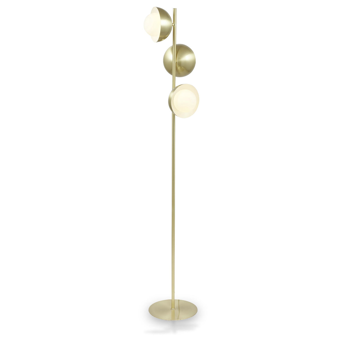 Estelle Brushed Brass Metal and White Orb Dome Floor Lamp