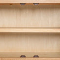 close up of the internal fixed shelf on the London Oak Mini Sideboard by Roseland Furniture. 