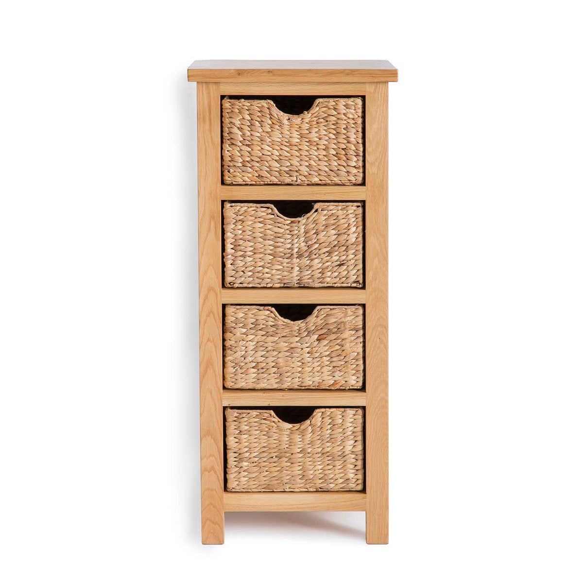 London Oak Tallboy with Baskets - Front view