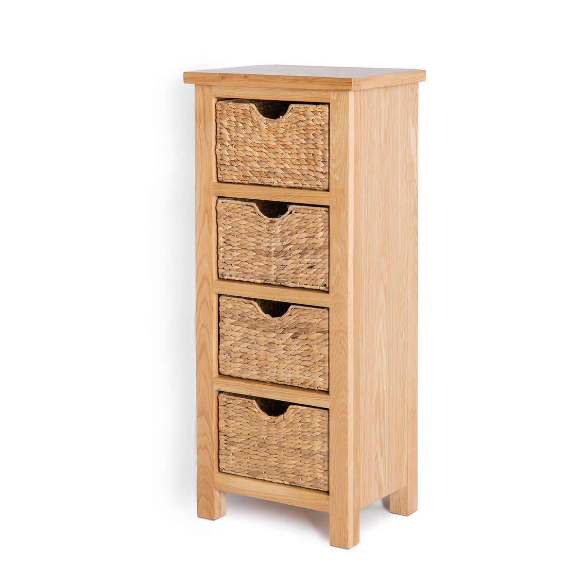 London Oak Tallboy with Baskets - Side view