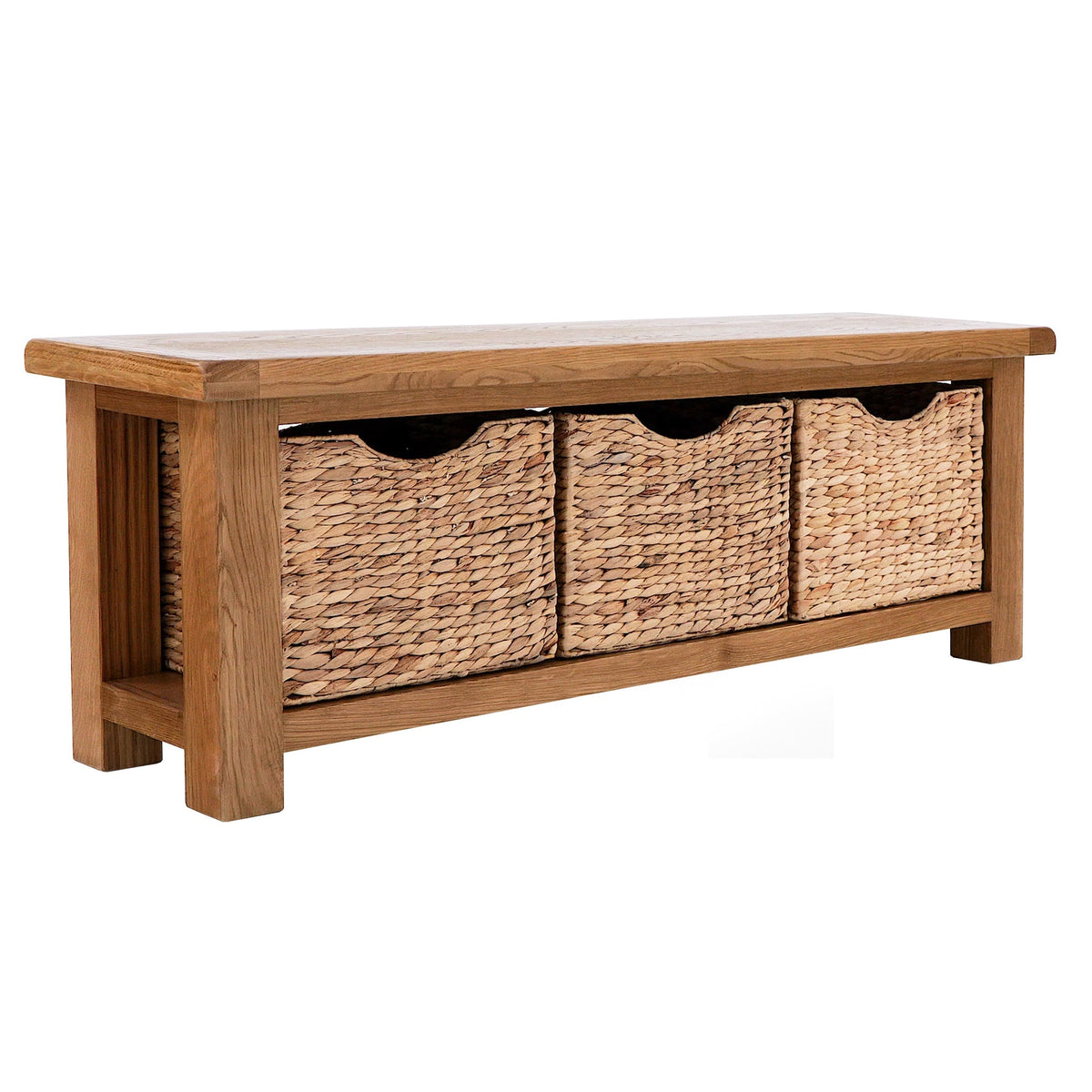 Zelah Oak Bench with Baskets by Roseland Furniture