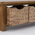 Zelah Oak Bench - Showing with Baskets pulled out