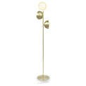 Estelle Brushed Brass Metal and White Orb Dome Floor Lamp