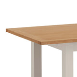 close up of waxed oak top on the Dorset Stone Grey Small Extending Dining Table