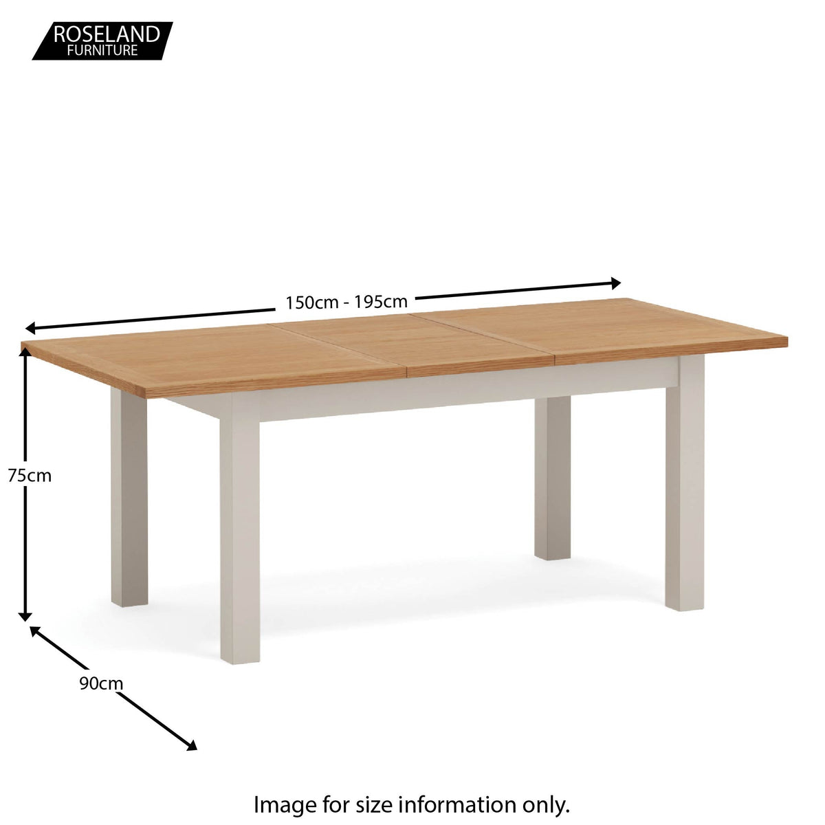 Dorset Stone Grey Small Extending Dining Table size guide
