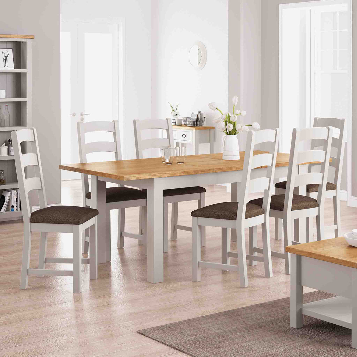 Dorset Stone Grey Extending Dining Table lifestyle image