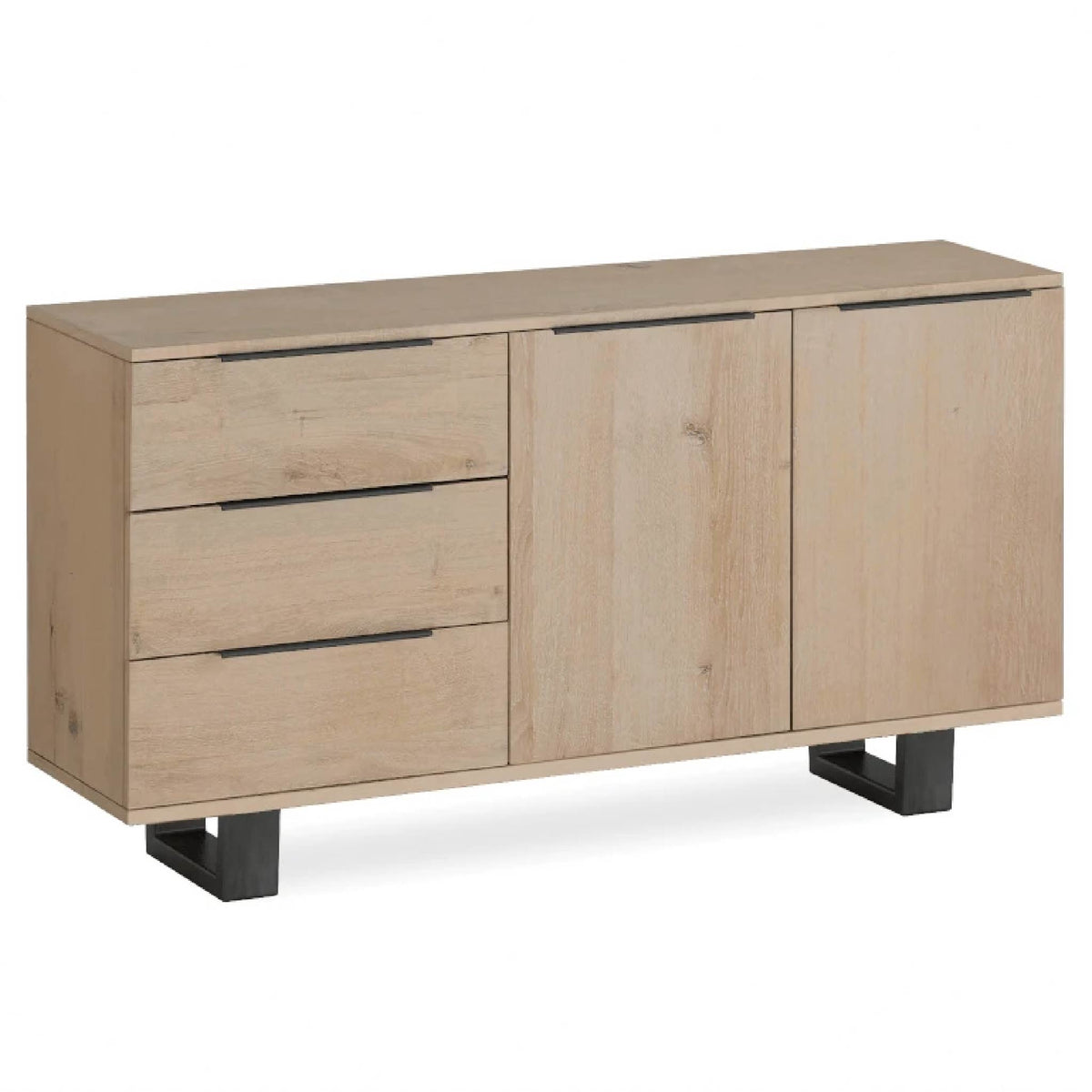 Oak Mill Small Sideboard - Metal Base - White Oil by Roseland Furniture