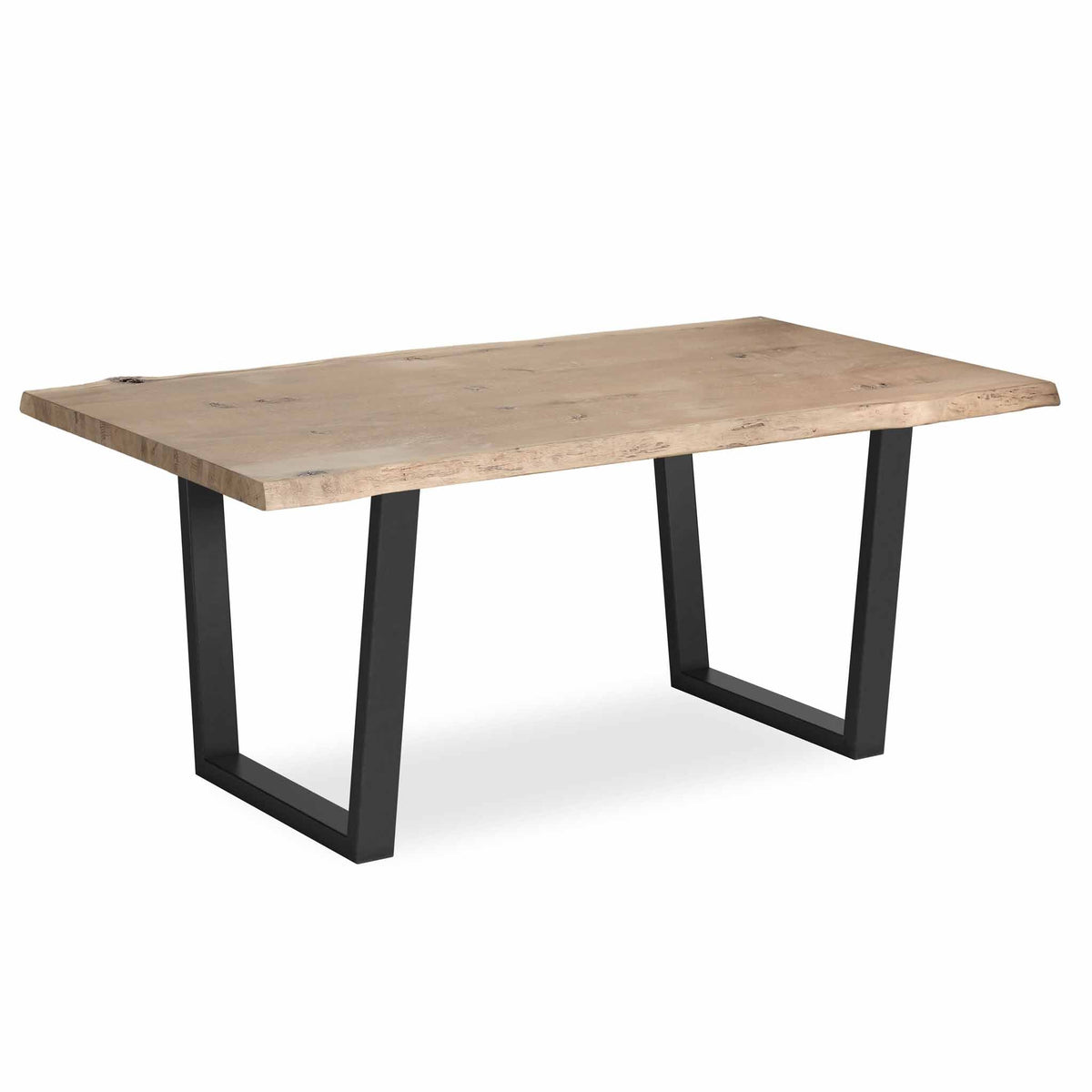 Oak Mill 180cm Dining Table - Metal Base - White Oil by Roseland Furniture