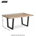 Dimensions - Oak Mill 180cm Dining Table - Metal Base - White Oil