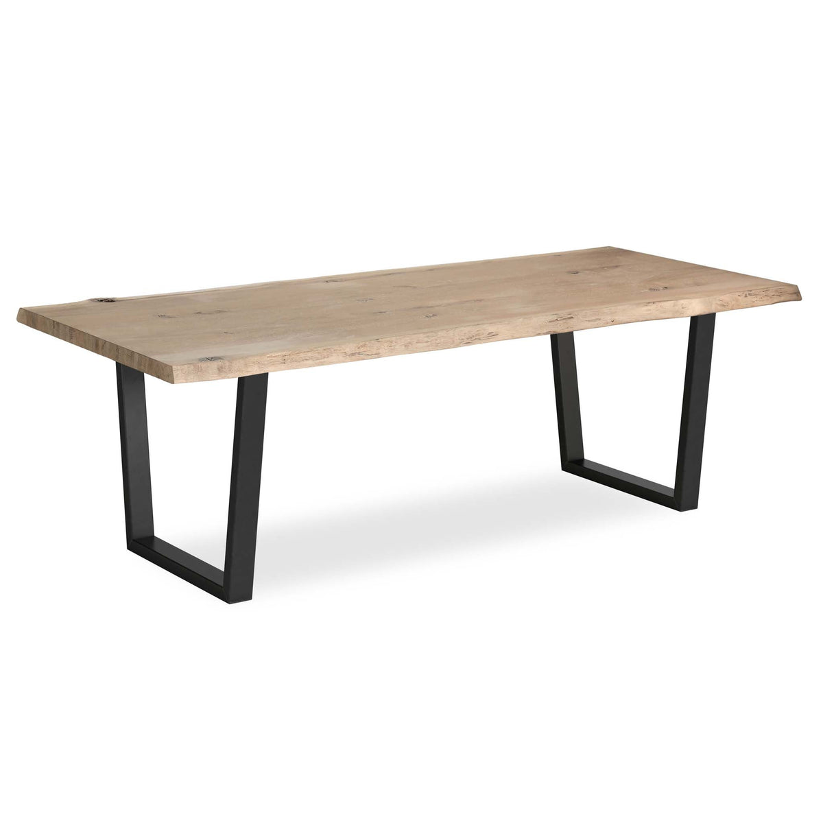 Oak Mill 240cm Dining Table - Metal Base - White Oil by Roseland Furniture