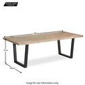 Dimensions - Oak Mill 240cm Dining Table - Metal Base - White Oil