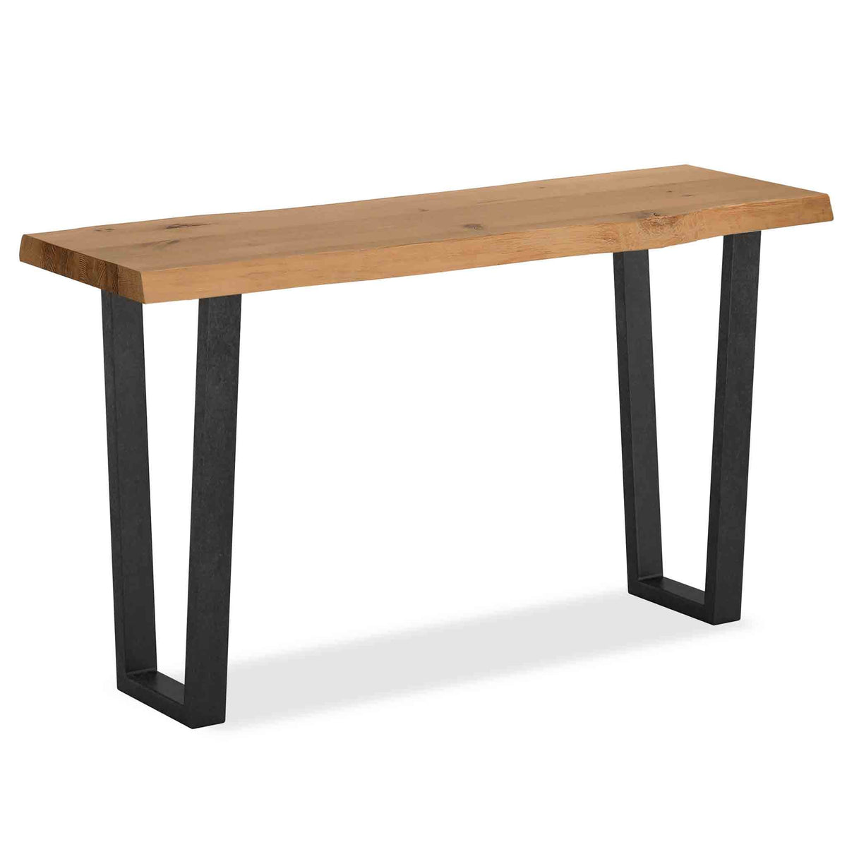 Oak Mill Console Table - Metal Base - Waxed Oak by Roseland Furniture