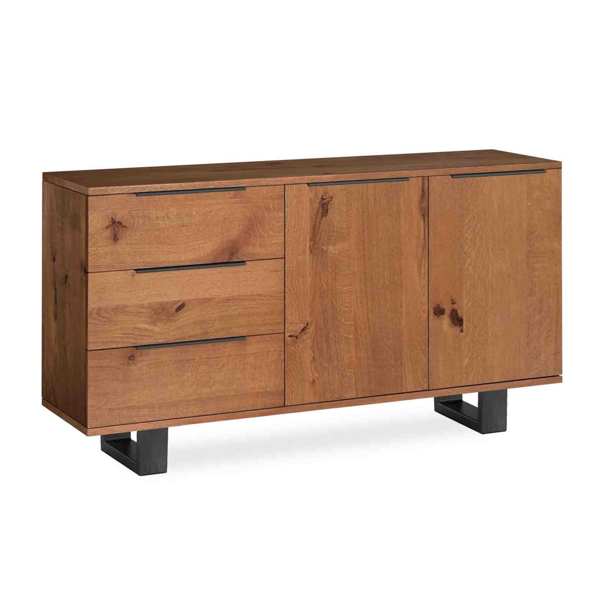 Oak Mill Small Sideboard - Metal Base - Waxed Oak by Roseland Furniture