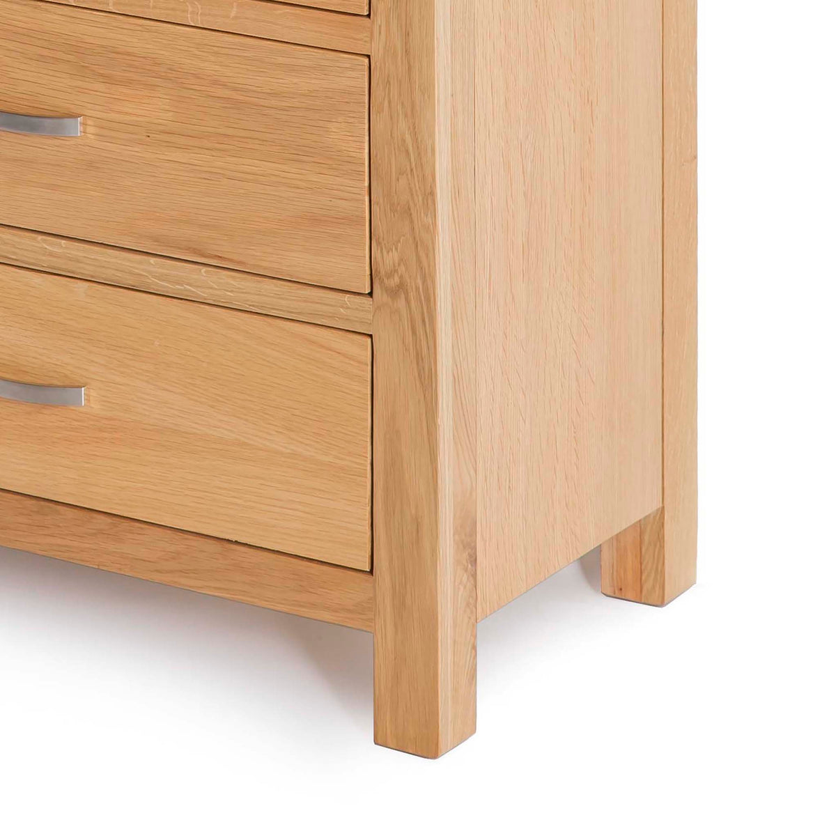 London Oak 5 Drawer Chest - Close up of base of drawers