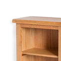 Surrey Oak Mini Bookcase - Close up of top corner of bookcase