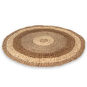 Woven Two Tone Seagrass and Corn Husk Leaf Round Rug