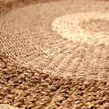 Woven Two Tone Seagrass and Corn Husk Leaf Round Rug