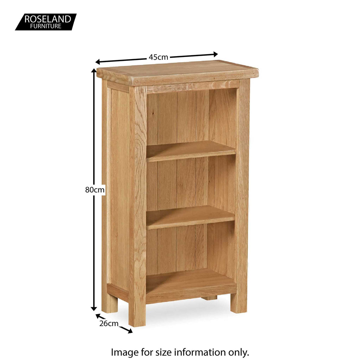 Lanner Oak Mini Bookcase - Size Guide