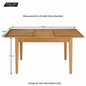 Alba Oak 120-160cm Extending Table - Size Guide when fully extended