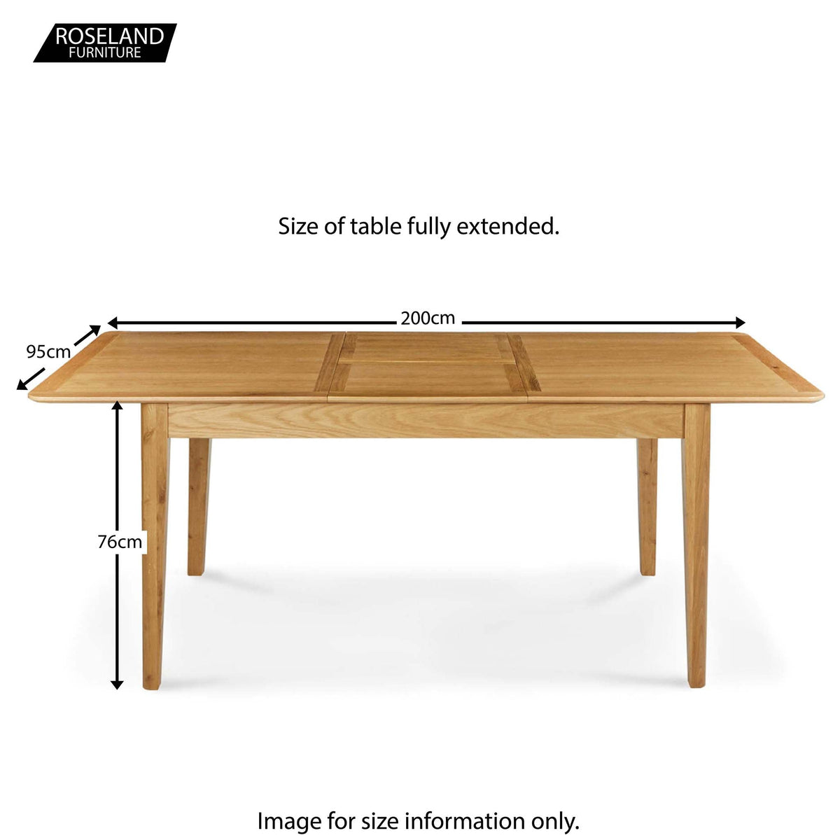 Alba Oak Extending Table - Size guide of table when extended