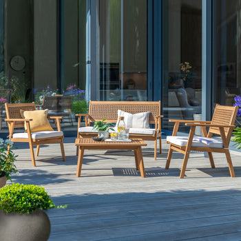 Brent Acacia FSC Resin Weave Lounge Set
