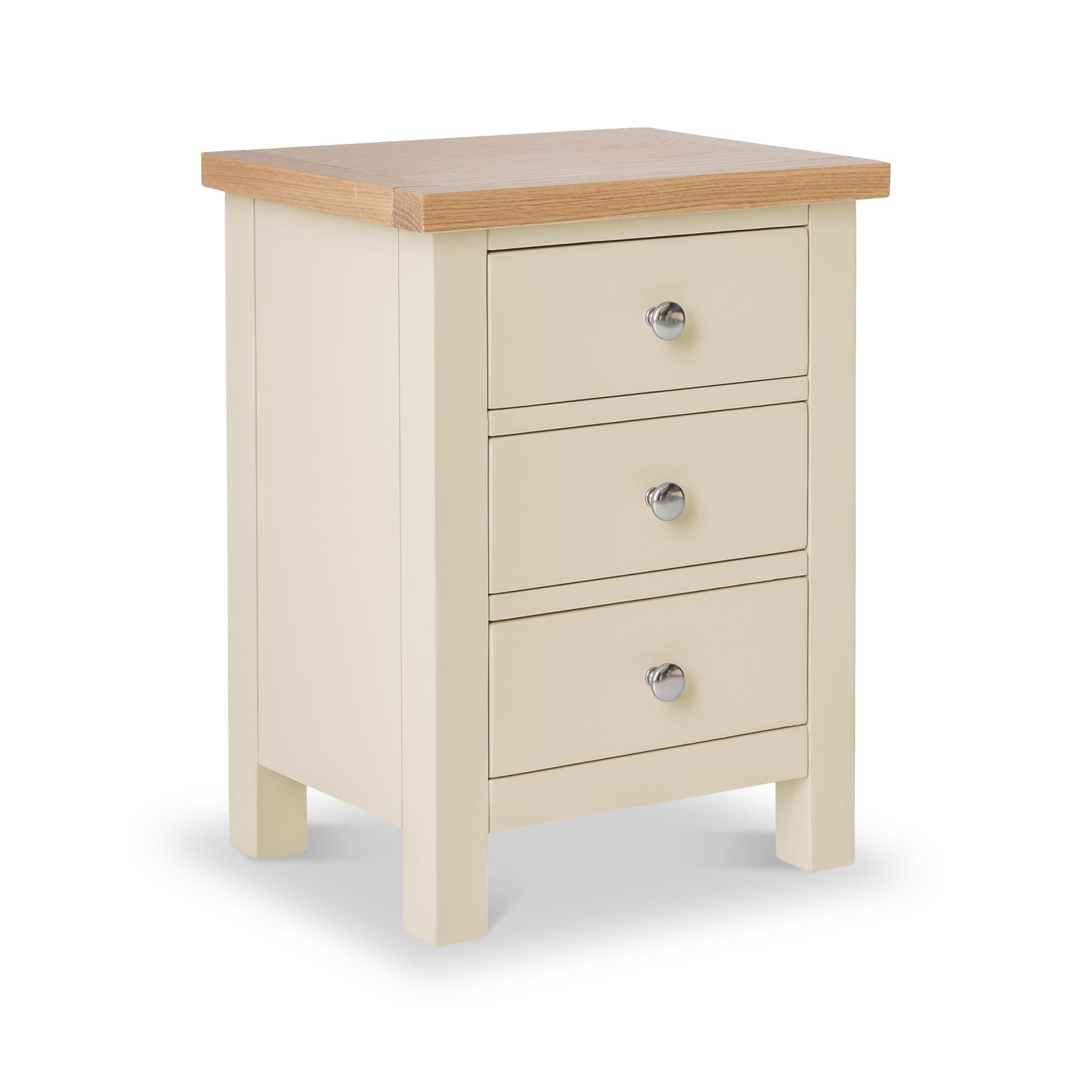 Farrow Cream Bedside Table from Roseland Furniture - angle view