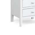 Chester White Bedside Chest of 3 Drawers - Close up of feet