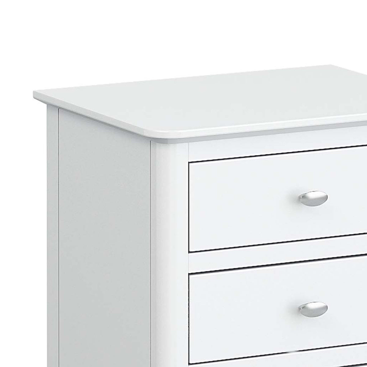Chester White Bedside Chest of 3 Drawers - Close up of top