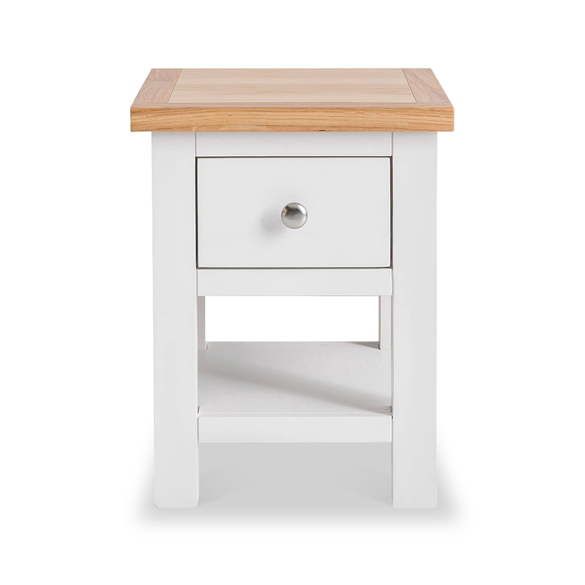 Farrow White Side Lamp Table with Storage Drawer