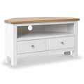 Farrow White Corner TV Stand by Roseland Furniture - Angle View