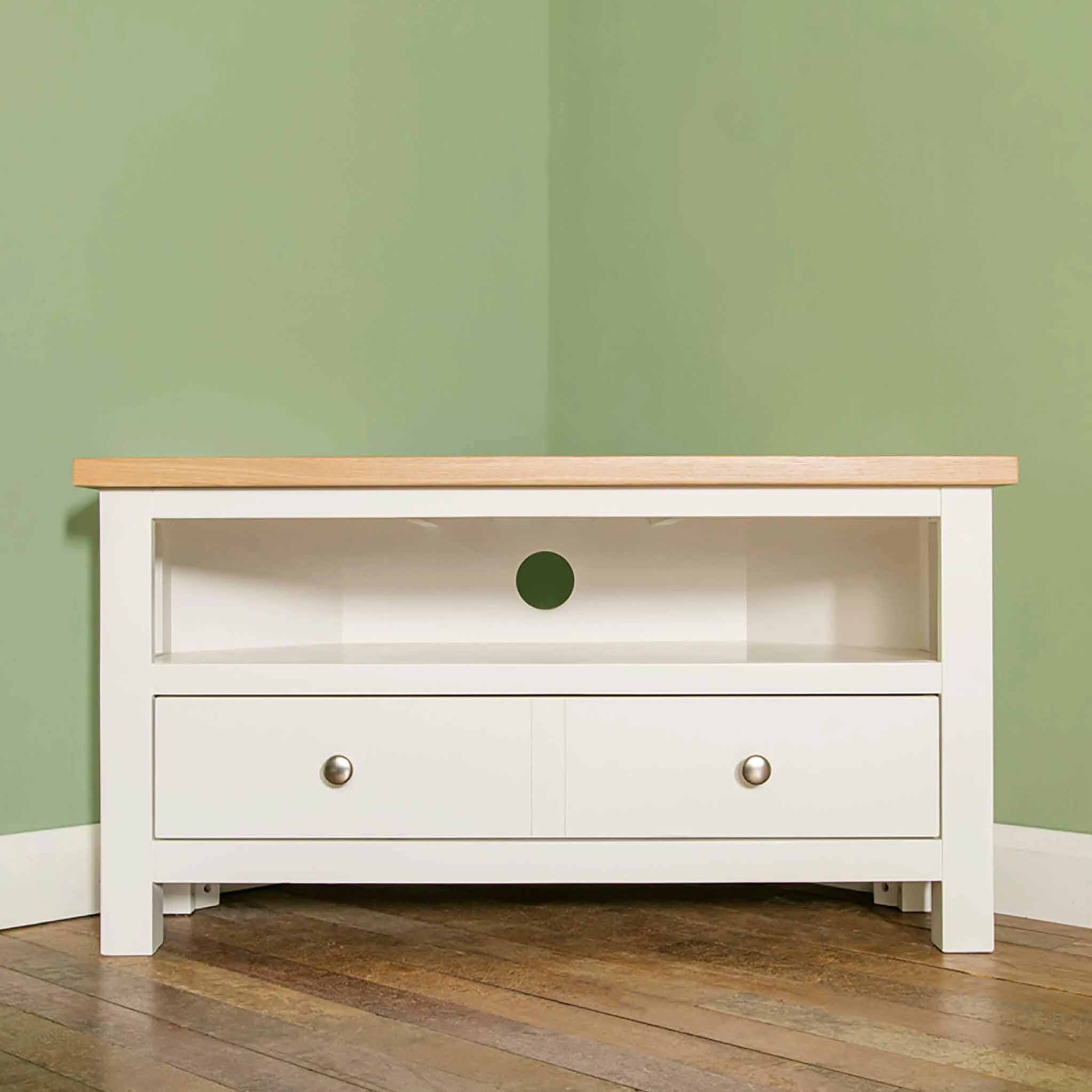 Small white deals corner tv stand