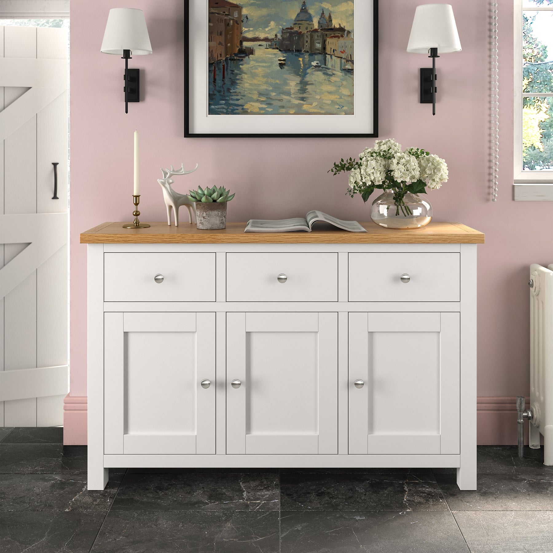Farrow White Large Sideboard Cabinet by Roseland Furniture