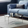 Arla Chrome Metal Round Coffee Table with mirrored top