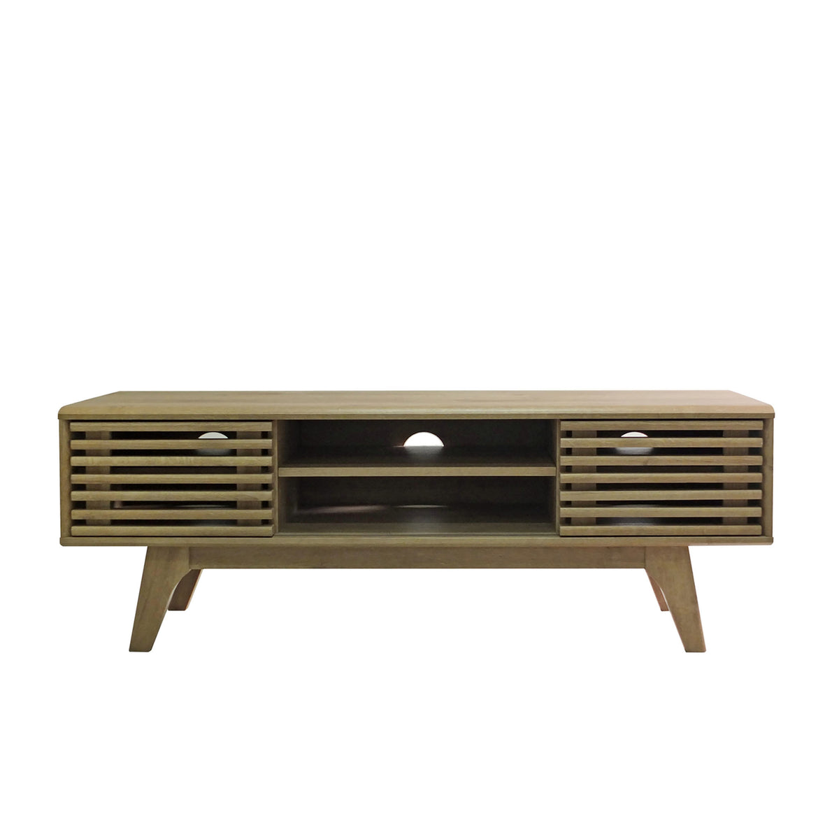 Brunswick Oak Effect Slatted TV Stand Unit from Roseland