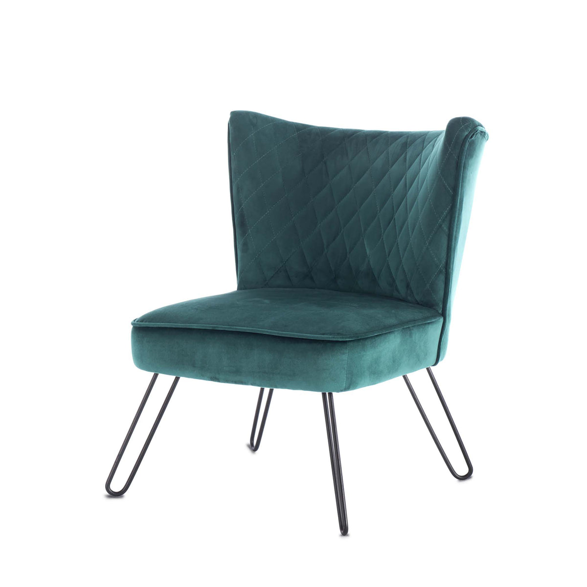 Dixie Teal Velvet Vanity Accent Chair for Bedroom