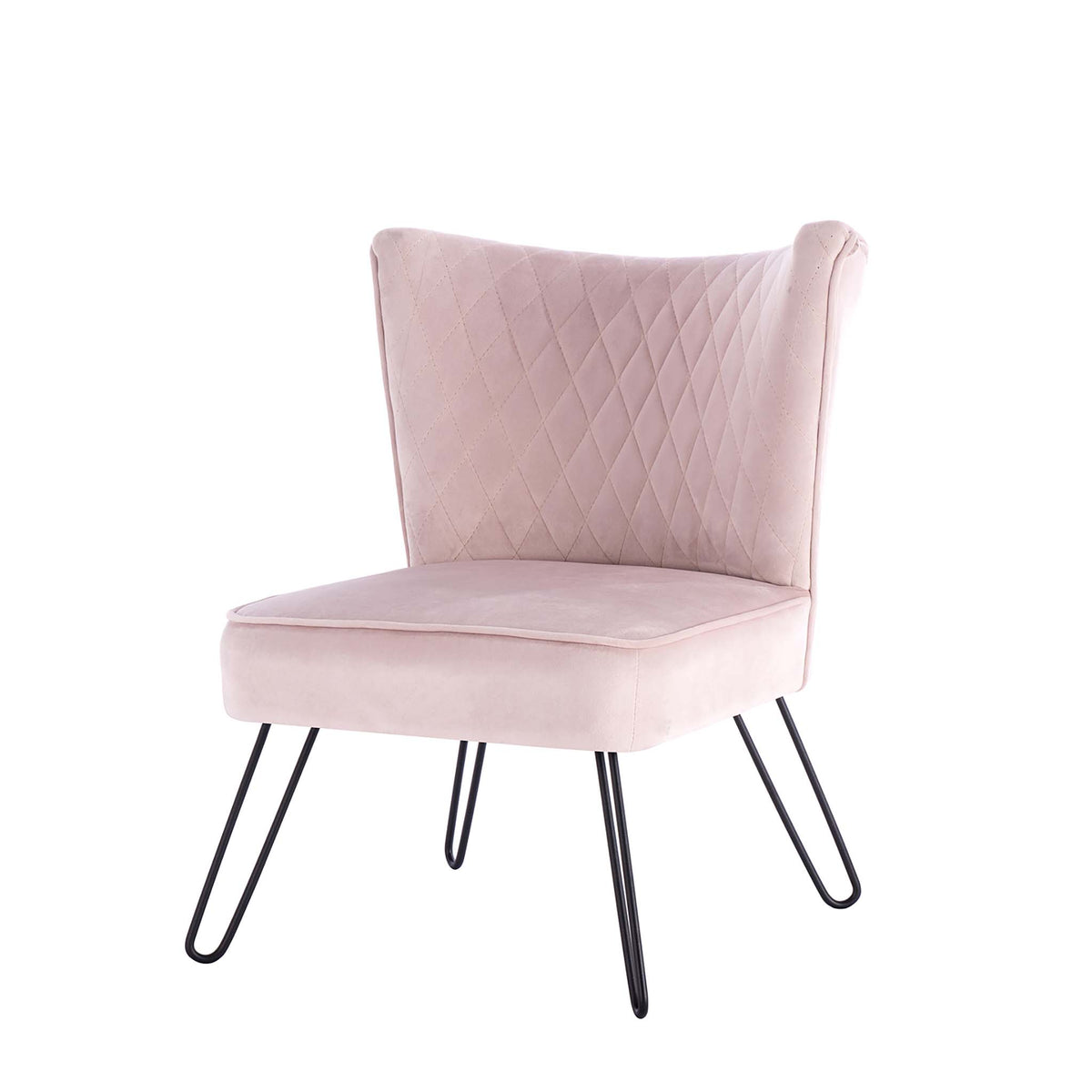 Dixie Blush Pink Velvet Vanity Accent Chair for Bedroom