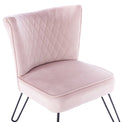 Dixie Blush Pink Velvet Vanity Accent Chair with diamond stitching