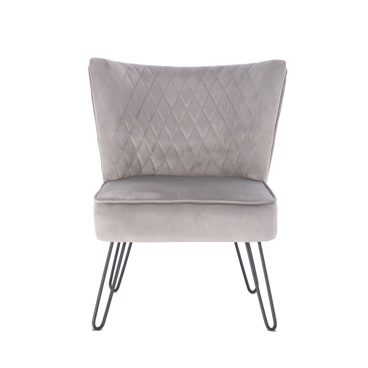 Dixie Seal Grey Velvet Vanity Accent Chair with diamond stitching