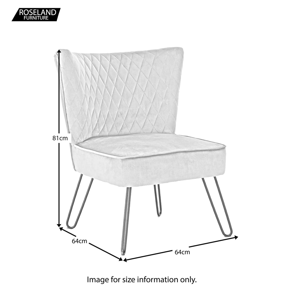 Dixie Velvet Accent Chair - Size Guide