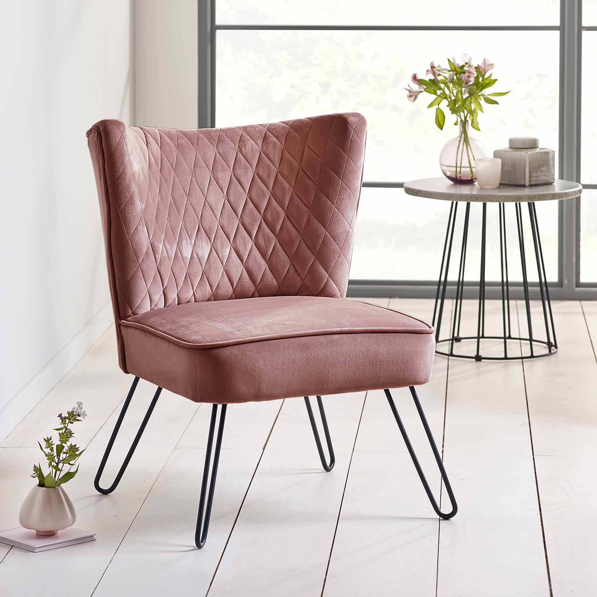 Dusky pink velvet chair cheap