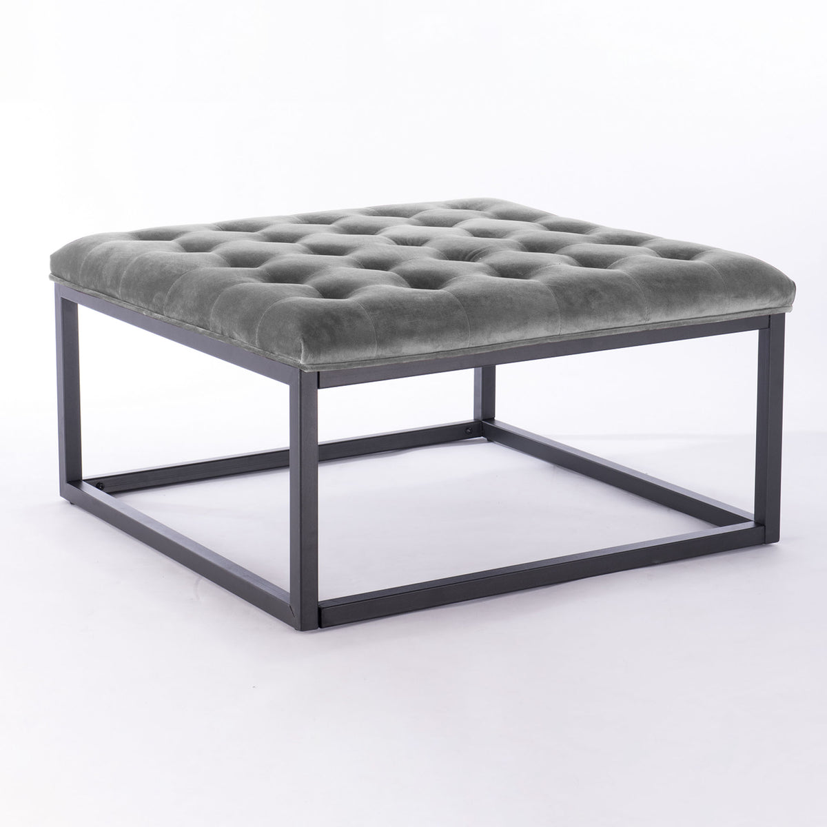Adison Grey Buttoned Velvet Foot rest
