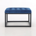Adison Midnight Blue Buttoned Velvet Footstool from Roseland