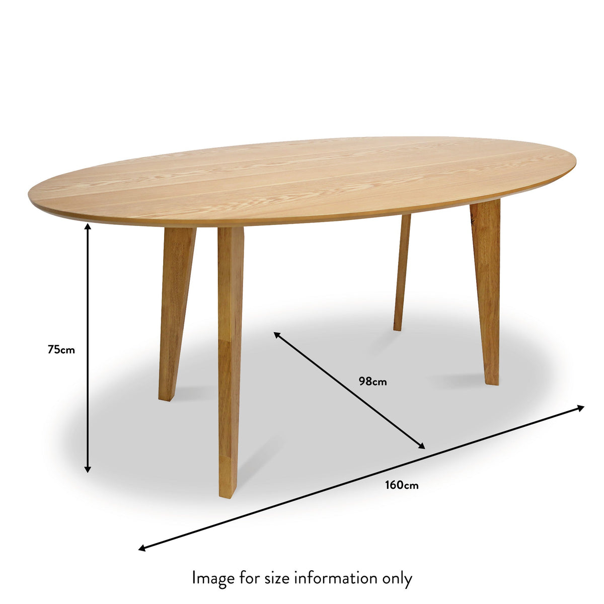 Fabio Wooden Oval Dining Table dimensions